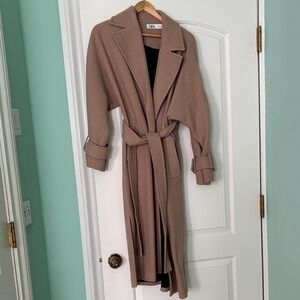 Zara Oversized Camel Belted Long Coat